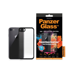 Kaitseümbris ClearCase, Apple iPhone 7 / 8 / SE (2020/2022), klaasist tagaküljega, musta äärega, PanzerGlass