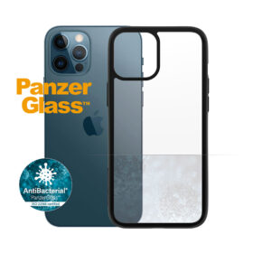 Kaitseümbris ClearCase, Apple iPhone 12 Pro Max, klaasist tagaküljega, läbipaistev musta äärega, PanzerGlass