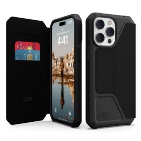 Kaitseümbris kaanega Metropolis Folio, Apple iPhone 14 Pro Max, Kevlar must, Urban Armor Gear (UAG)