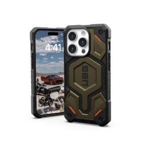 Kaitseümbris Monarch Pro MagSafe, Apple iPhone 15 Pro, Kevlar militaarroheline, Urban Armor Gear (UAG)
