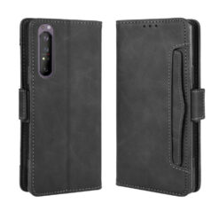 Kaitseümbris kaanega, Sony Xperia 1 II, kaarditaskutega, must