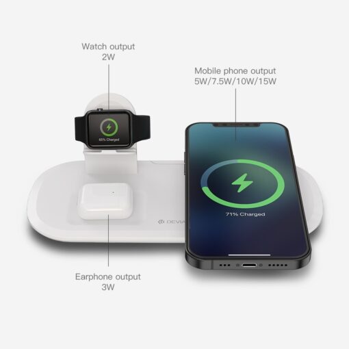 Juhtmeta laadija Devia 3in1 Smart Phone, Apple Watch, Airpods valge - Image 2