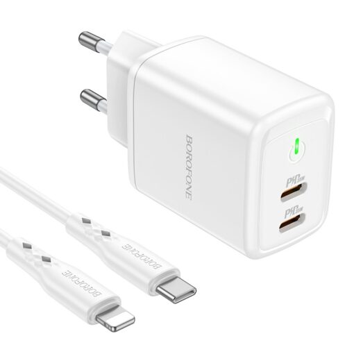 Laadija Borofone BN9 35W 2xUSB-C + USB-C to Lightning cable 1.0m valge - Image 2