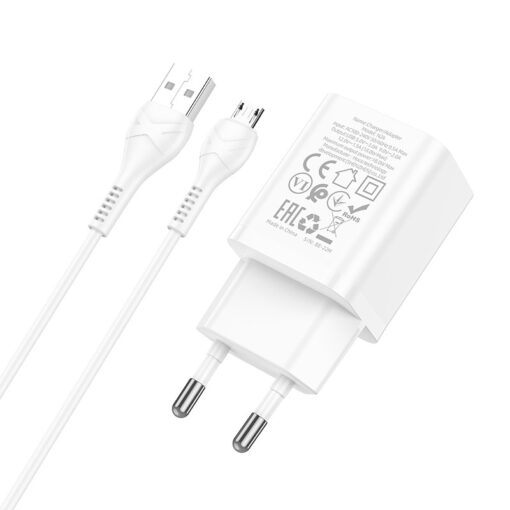 Laadija Hoco N26 18W USB-A + USB-A to MicroUSB cable 1.0m valge - Image 2