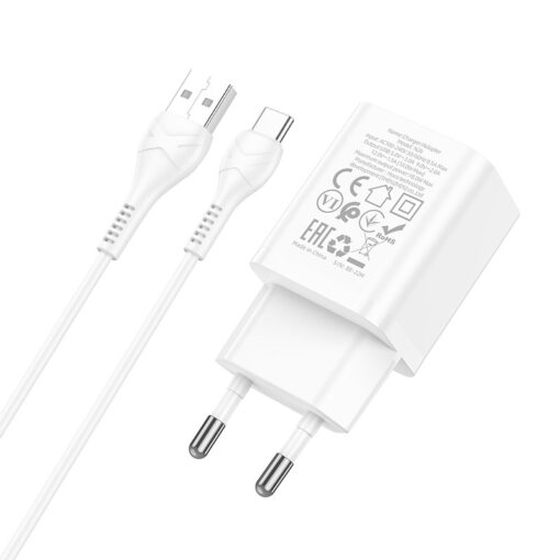 Laadija Hoco N26 18W USB-A + USB-A to USB-C cable 1.0m valge - Image 2