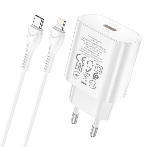 Laadija Hoco N22 25W USB-C + USB-C to Lightning cable 1.0m valge - Image 2