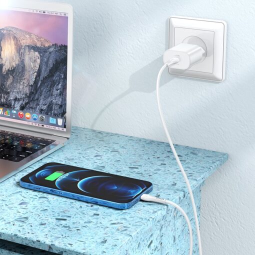 Laadija Hoco N22 25W USB-C + USB-C to Lightning cable 1.0m valge - Image 4