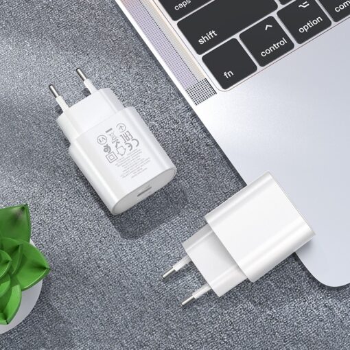 Laadija Hoco N22 25W USB-C + USB-C to USB-C cable 1.0m valge - Image 3