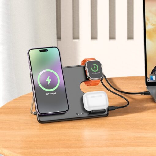 Juhtmeta laadija Hoco CQ1 (Apple) 3-in-1 must - Image 4
