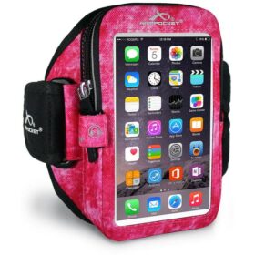 Spordikott käele, i-35, Apple iPhone 12 mini / 13 mini / 6 / 7 / 8 / SE (2020/2022), S suurusega rihm, roosa/mustriga, Armpocket