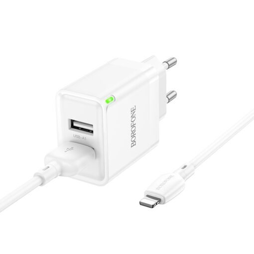 Laadija Borofone BN15 10.5W 2xUSB-A + USB-A to Lightning cable 1.0m valge - Image 2