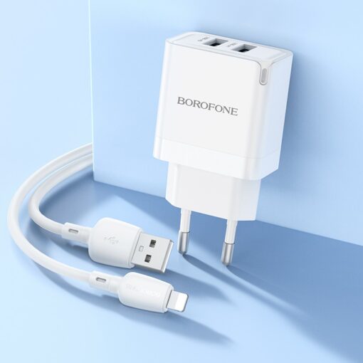 Laadija Borofone BN15 10.5W 2xUSB-A + USB-A to Lightning cable 1.0m valge - Image 4