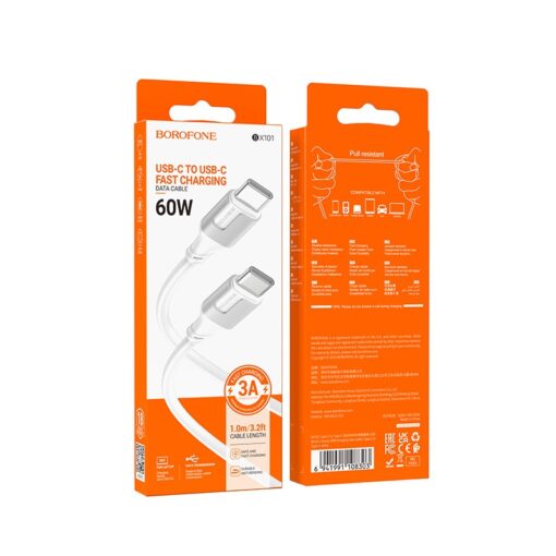 Laadimisjuhe Borofone BX101 60W USB-C to USB-C 1.0m valge - Image 3