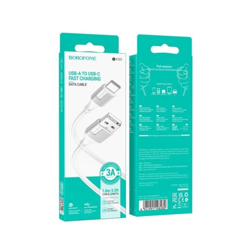 Laadimisjuhe Borofone BX101 USB-A to USB-C 1.0m valge - Image 3