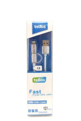 Laadimisjuhe Tellos TPE 2in1 microUSB-Lightning hõbe, 1.2m