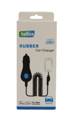 Car charger Tellos "Rubber" C001 iPhone 5/5S/SE/6/6S/7/7 Plus/8/8 Plus/X (1A) black