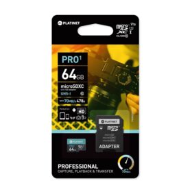 Memory card Platinet MicroSD 64GB (class10 UHS-I 70MB/S) + SD Adapter