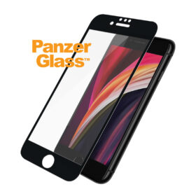 Ekraanikaitseklaas Apple iPhone 6 / 6s / 7 / 8 / SE (2020/2022), ümbrisesõbralik, musta äärega, PanzerGlass