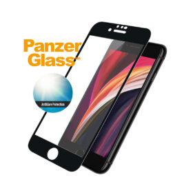 Ekraanikaitseklaas Apple iPhone 6 / 6s / 7 / 8 / SE (2020/2022), ümbrisesõbralik, musta äärega, peegeldumisvastane, PanzerGlass