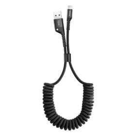 USB-kaabel Apple iPhone Lightning otsikuga, 1m, spiraaljuhtmega, must, Baseus