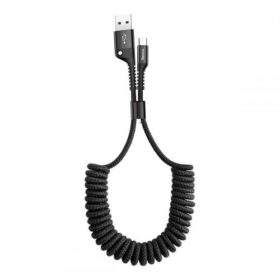 USB-kaabel USB-C otsikuga, 1m, spiraaljuhtmega, must, Baseus