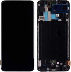 LCD screen Samsung A705 A70 2019 with touch screen and frame Black original (service pack)