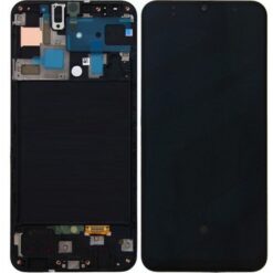 LCD screen Samsung A505 A50 2019 with touch screen and frame Black original (service pack)