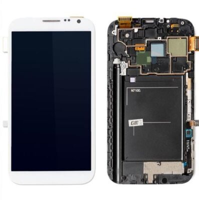 LCD screen Samsung N7100 Note 2 with touch screen and frame White original (service pack)