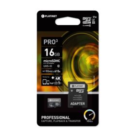 Memory card Platinet MicroSD 16GB (class10 UHS-III 90MB/s) +SD Adapter