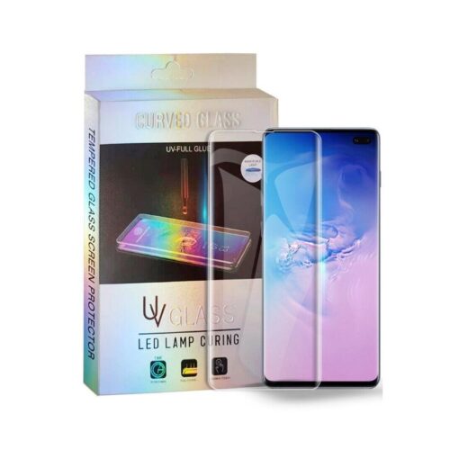 LCD kaitsev karastatud klaas M1 5D UV Glue Samsung G970 S10e kumer läbipaistev