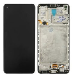LCD screen Samsung A217F A21s with touch screen and frame Black original (service pack)