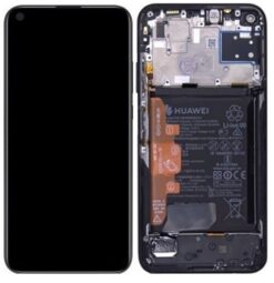 LCD screen Huawei P40 Lite with touch screen with frame and battery Black original (service pack)