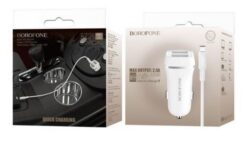 Car charger BOROFONE BZ2 Dual USB + microUSB cable (5V 2.4A) white