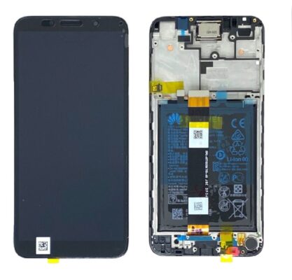 LCD screen Huawei Y5p 2020 with touch screen with frame and battery Midnight Black original (service pack)
