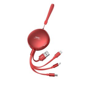 USB cable Remax (RC-185th) 3in1 lightning+micro+type-C (2.1A) red 1M