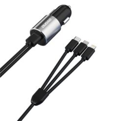 Car charger Dudao R5 (1xUSB; 3.4A) + 3in1 cable lightning+micro+type-C black