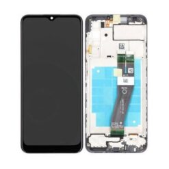 LCD screen Samsung A037G A03s 2021 (big size Europe vers.) with touch screen and frame black original (service pack)