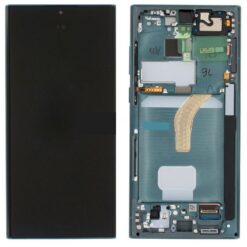 LCD screen Samsung S908 S22 Ultra with touch screen and frame Green original (service pack)