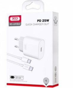 Charger XO Design L91 + "USB-C (Type-C) to "USB-C (Type-C) Cable" (1xUSB-C 25W) white