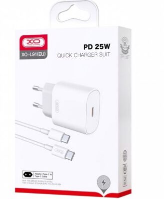 Charger XO Design L91 + "USB-C (Type-C) to "USB-C (Type-C) Cable" (1xUSB-C 25W) white