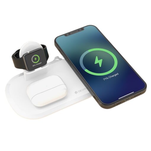 Juhtmeta laadija Devia 3in1 Smart Phone, Apple Watch, Airpods valge
