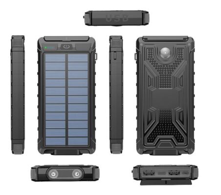 External battery POWER BANK PLATINET SOLAR 10000mAh (2xUSB; 1xUSB-C; 2A) black
