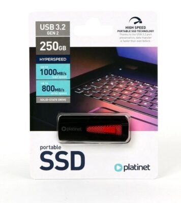 USB memory drive SSD Platinet USB 250GB (USB 3.2; R/W 1000/800 MB/s)