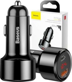 Autolaadija Baseus Magic koos LED ekraan kiire laadimine 45W must CCMLC20C-01