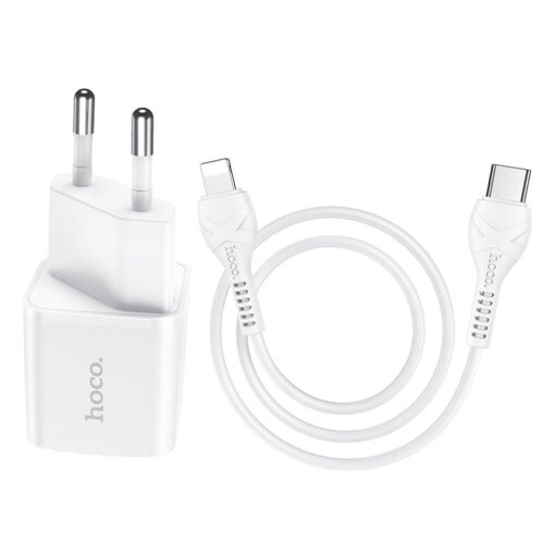 Laadija Hoco N10 20W USB-C + USB-C to Lightning cable 1.0m valge