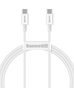 Kaabel Baseus Superior alates Type-C kuni Type-C 100W 1.0m valge CATYS-B02