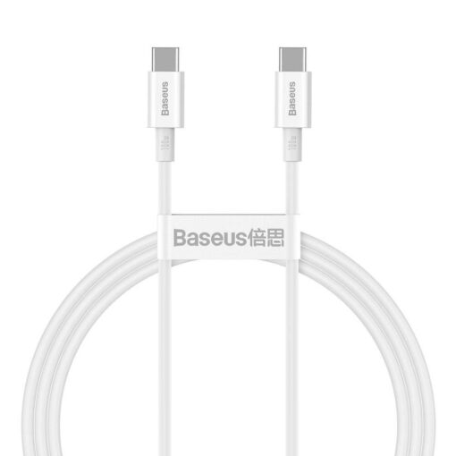 Kaabel Baseus Superior alates Type-C kuni Type-C 100W 1.0m valge CATYS-B02