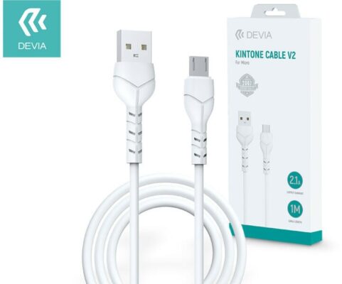 Laadimisjuhe Devia Kintone microUSB 1.0m valge 5V 2.1A