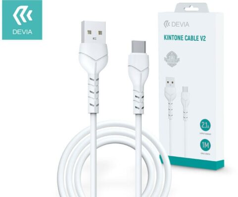 Laadimisjuhe Devia Kintone Type-C 1.0m valge 5V 2.1A