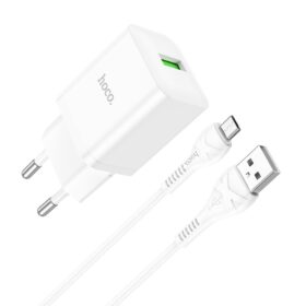 Laadija Hoco N26 18W USB-A + USB-A to MicroUSB cable 1.0m valge